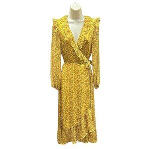 Greylin Maxi Wrap Dress in Yellow Floral NWT Size XS